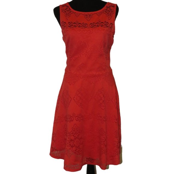 Coral Red Lace Dress size XL - Picture 1 of 7